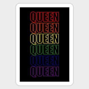 Simple Queen Rainbow Typography Text Magnet